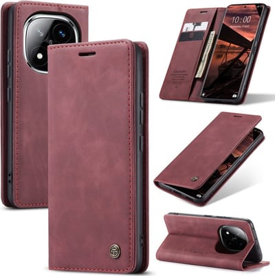 CaseMe Hoesje - Geschikt voor Xiaomi Redmi Note 14 Pro 5G / Pro+ / Poco X7 Hoesje - CaseMe 013 Book Case - Bordeaux
