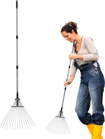 Gazonhark 15 tanden - Grashark wiedgereedschap - Tuinonderhoud gazon - Roestvrij staal ABS - Tot 173 cm