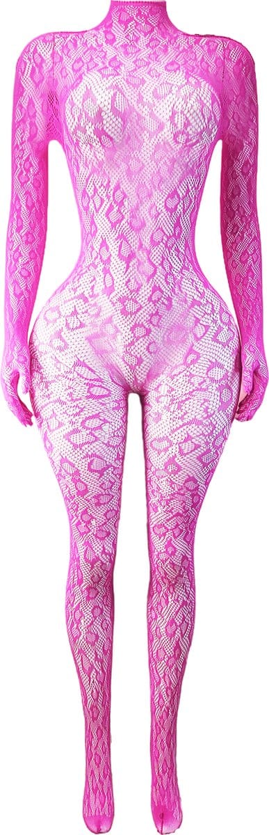 BamBella ® - Panty pak -Onesize - body suit - Dames - Onesize - Erotische jumpsuit van kant lingerie Roze Roze