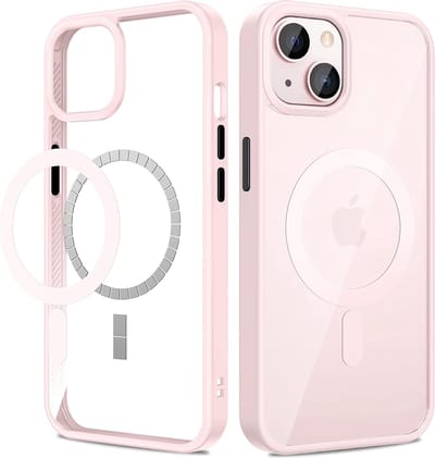 Trendybescherming Hoesje met geschikt voor iPhone 13 Magsafe Roze - Transparant -Shockproof - Roze