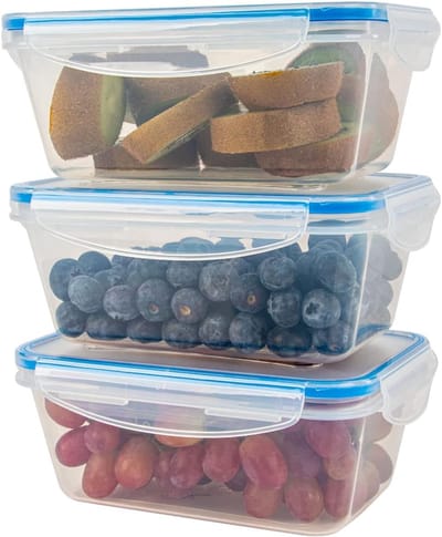 4006 K Kunststof vershouddozen met deksel, 100% dicht, lunchbox, broodtrommel, meal prep dozen met deksel, voorraaddozen geschikt voor vaatwasser, magnetron en vriesvak