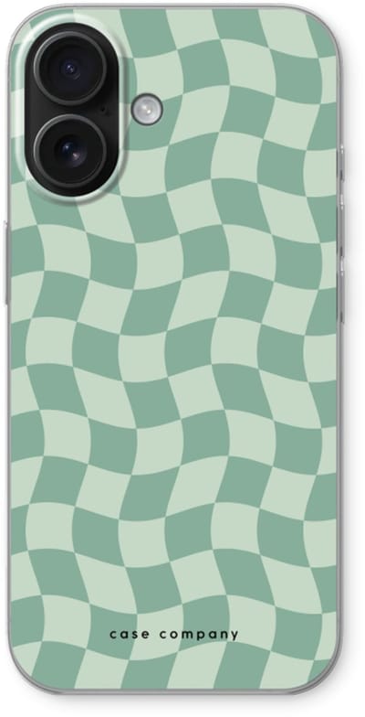 Case Company® - Hoesje geschikt voor iPhone 16 hoesje - Grid Groen - Soft Cover Telefoonhoesje - Bescherming aan alle Kanten en Schermrand