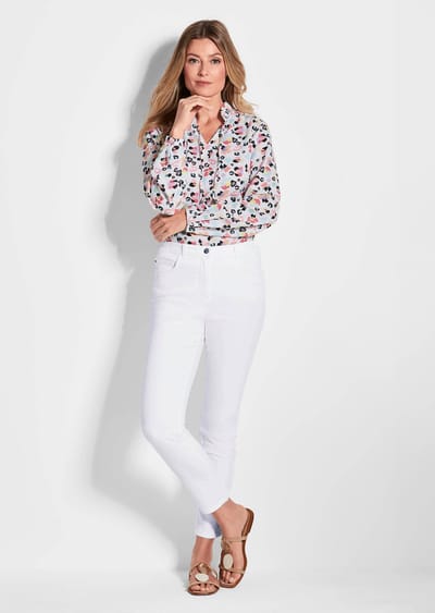 7/8-jeans BELLA met strassteentjes - wit - Gr. 42 van Goldner Fashion