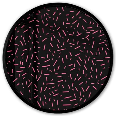 Poster in lijst Rond - Fotolijst 40x40 cm - Posters - Gaming - Streepjes - Roze - Abstract - Ronde posterlijst zwart - Decoratie - Wanddecoratie woonkamer - Muurdecoratie slaapkamer