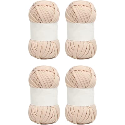 5 Stuks Spaghetti Garen 0,8 inch Breed Zacht Huidvriendelijk Katoen Heldere Kleur Tapijt Garen voor Haken Breien DIY Light Tan white