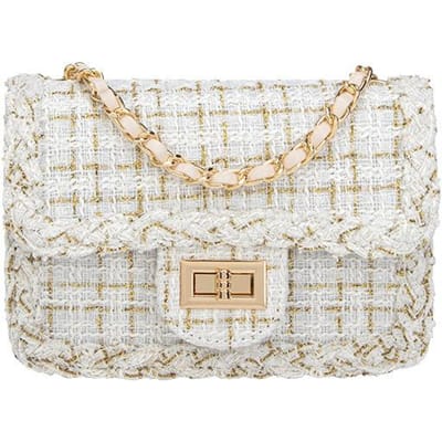 Kinder Okseltas Kettingtas Eén Schouder Crossbody Tas Kleine Vierkante Tas wit