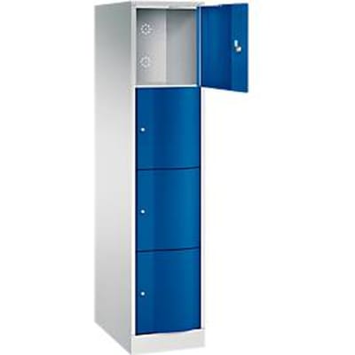 C+P Resisto lockerkast, 1 vak, 4 vakken, B 396 x D 640 x H 1950 mm, lichtgrijs/kleedgroen