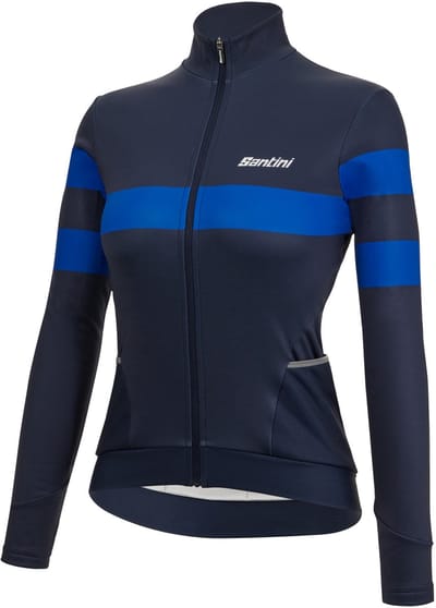 Santini Fietsshirt lange mouwen Dames Blauw - Coral Bengal - Women Thermal Jersey Nautica Blue - L