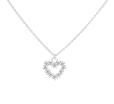 ARLIZI 2376 Ketting hartje vergeet me niet bloem hanger - sterling zilver - 44 cm