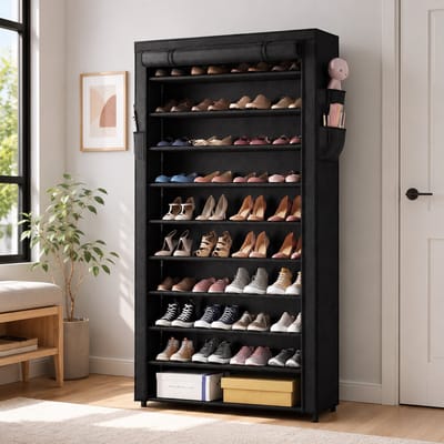 BOTC Schoenenrek - Schoenenkast - 10 Lagen Schoenenrek - voor 50 Paar - 175x60x25 cm - Schoenen Opbergsysteem – Zwart
