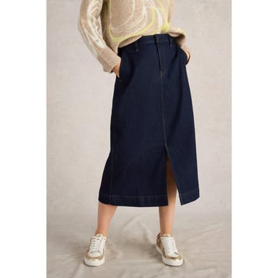 White Stuff Allie Denim Midi Skirt Dark Denim Maat: 6 REGULAR | Midi Rokken Outlet | Dames | Blauw
