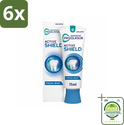 Sensodyne - Tandpasta - ProGlasur Active Shield - Fresh Mint - Frisse Munt - 75 ml - Voordeelverpakking - 6 stuks - Tandpasta - Glazuurbescherming