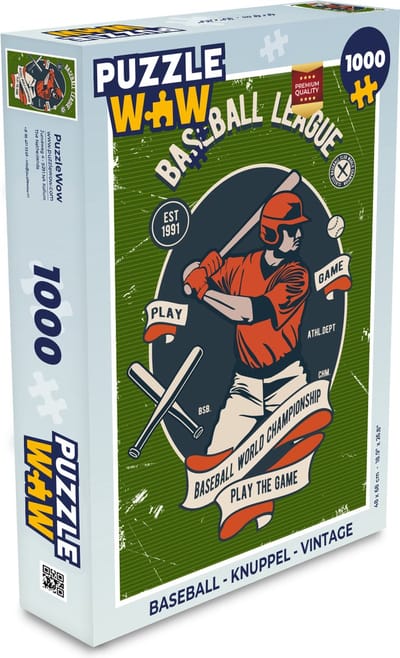 Puzzel Baseball - Knuppel - Vintage - Legpuzzel - Puzzel 1000 stukjes volwassenen