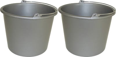 Huishoud emmer - 2x - grijs - kunststof - 12 liter - D29 x H35 cm