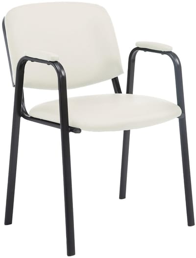 CLP Ken Pro - Stapelstoel - armleuningen - zwart - 150 kg - Kunstleer/creme