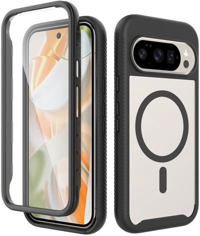 Hoesje met Ingebouwde Screenprotector Geschikt voor Google Pixel 10 / 10 Pro | Compatibel met MagSafe / Qi2 | Full Protect Valbescherming | Schokbestendige Beschermhoes PixelSnap | Transparant / Zwart