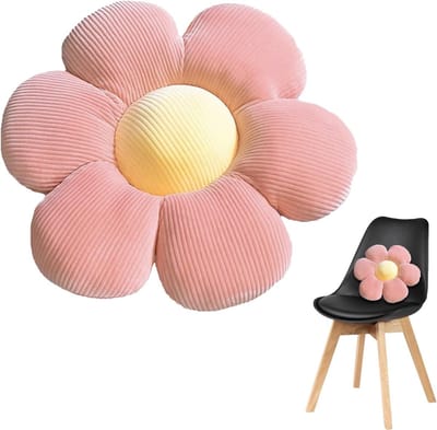 Pluche Bloemen Kussen voor de Vloer - Schattig Bloemmotief Decoratie voor Kinderkamer, Sofa en Speelruimte - Comfortabele Zachte Kussens in Roze