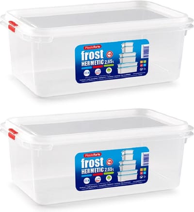 Plasticforte vershoudbakje - 3x - met deksel - 26 x 16 x 10 cm - 2.6L - meal prep bakjes