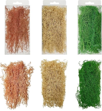 3 Pack Miniatuur Struiken voor DIY Architectuur, Model Spoorweg Diorama en Tuinlandschap - Groene Vegetatie en Graspluimen