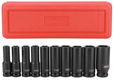 Dailygoody - 1/2 inch zeskantige doppen set - Diepe slag doppen - Hoogwaardig chroom-vanadium staal - Professioneel vervaardigd - Onmisbaar in gereeds