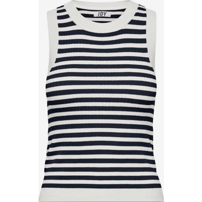 Jacqueline de Yong witte dames top   Ronde hals   Regular fit   Streep patroon   Mouwloos Wit S