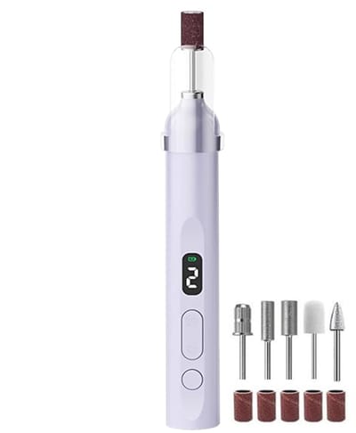 Draadloze elektrische nagelfrees met LED- en UV-lampen, oplaadbare manicure- en pedicureset, hand- en voetverzorgingsproducten, nagelvijlset, geschikt voor dikke nagels en het verwijderen van teennagelriemen, professionele nagelfrees (paars).