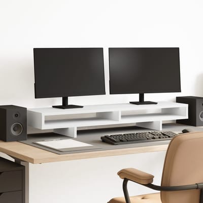 vidaXL - Monitorstandaard - 100x27x15 - cm - bewerkt - hout - wit