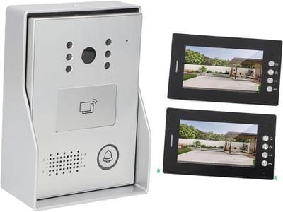 Video Deurbel Set - Intercom Systeem - Thuisbeveiliging - Dubbele Buitenunit - 7 Inch Scherm - Zwart