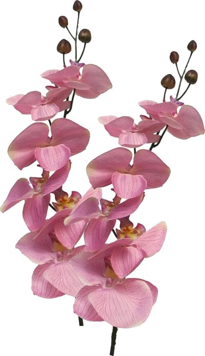 Bellatio Design Kunstbloem Orchidee Milan - 2x - roze - 78 cm - losse steel - kunst zijdebloem