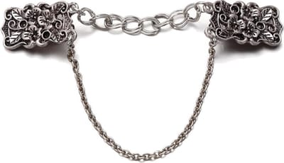 Fako Bijoux® - Vestsluiting - Vestclip - Sjaalspeld - Vestklem - Ketting - Rechthoek - Zilverkleurig
