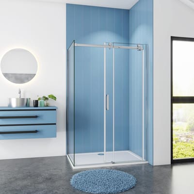 Serie Lotus - Douchecabine Rechthoek - 110x80 Schuifdeur - Chroom Rechts - Antikalk - 8mm Helder Veiligheidsglas