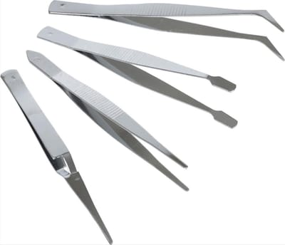 *** Pincetten set - 4 stuks voor multi-use precisie klussen - gemaakt van duurzaam RVS - Manicuren - van Heble® ***