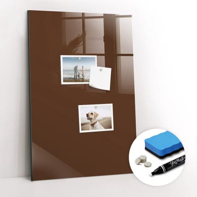 Tulup Whitebord - Kleur Bruin Magneetbord - 40 cm x 60 cm - Magnetisch Bord - Wanddecoratie Kantoor - Magneetbord Foto - Ideeënbord Thuiswerkplek - Inclusief Gratis Magneten & Marker & Spons - Memo Bord - Magneetbord Design