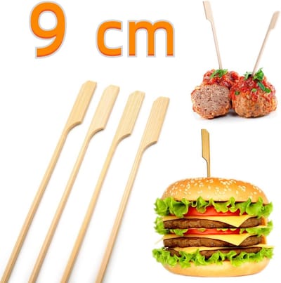 Rainbecom - 9 cm - 250 stuks - Bio bamboe Pin Prikker Luxe Spiesjes - sateprikkers - sate stokjes - bamboespiesen - bamboestokken