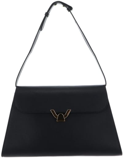 COCCINELLE Leren Schoudertas Dorian Handbag Grained Leather Noir Zwart