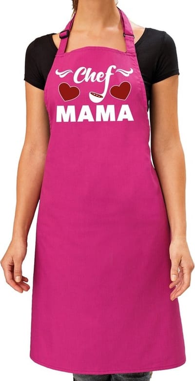 Chef Mama keukenschort roze voor dames - Moederdag - bbq schort