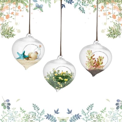 Dailygoods- Hanglamp Slijtvast - Glazen Vaas - Terrarium - Plantenhouder - Bloempot - 9,3 x 12 cm - Plantenhanger