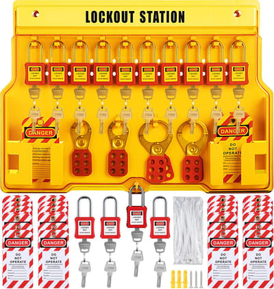 Lockout tagout kit,58-delige , LOTO gereedschap voor elektrische veiligheid, hangsloten, hasps, tags, kabelbinders, veiligheid voor industrie en machines