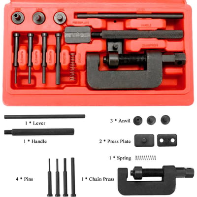 Motorfiets Fiets Kettingbreker Splitter Schakel Klinknagelaar Universeel Fietsen Klinkgereedschap Set Fietsaccessoires met Draagkoffer veelkleurig