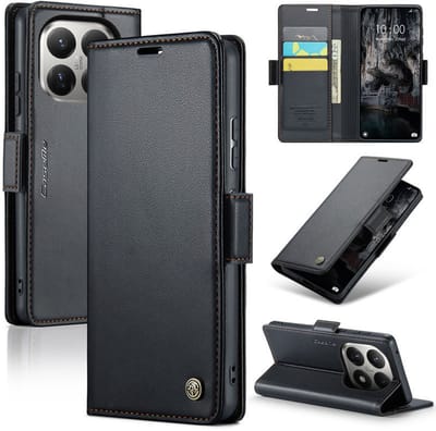 CaseMe Wallet Case met RFID Bescherming Kaarthouder en Magneetsluiting voor Xiaomi 15T _ Zwart