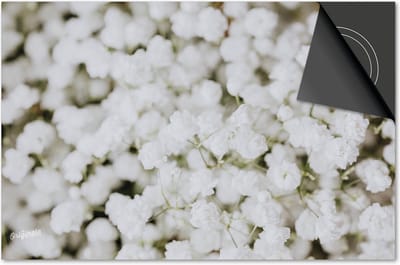 Inductie beschermer 60x60 - afdekplaat inductie mat - Dietrix Kookplaat beschermer - Exclusief - Flowers 20 - Witte bloemetjes