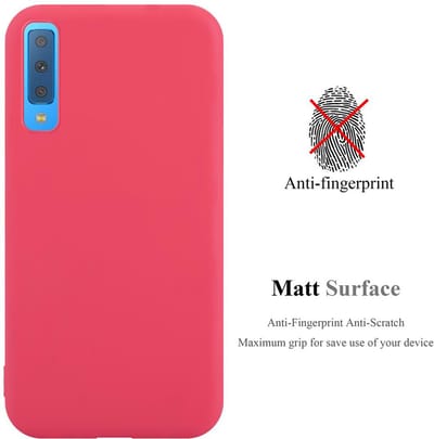 Cadorabo Hoesje geschikt voor Samsung Galaxy A7 2018 in CANDY ROOD - Beschermhoes gemaakt van flexibel TPU silicone Case Cover