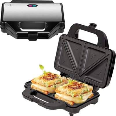 SAVI® Tosti-ijzers - Tosti Apparaat - Tosti Ijzer - Zilver - 25cm x 29cm x 9cm