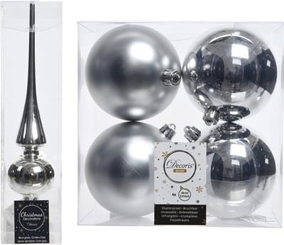 Decoris kerstballen met piek - 5 stuks (set) - 10cm - kunststof