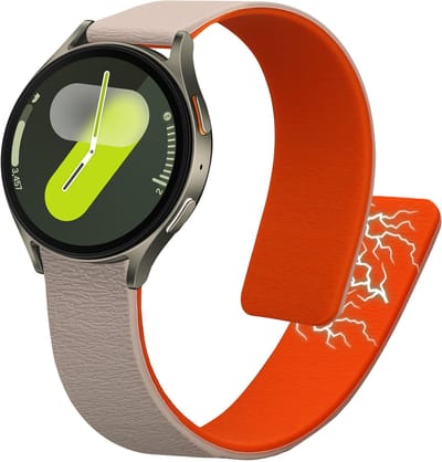 kwmobile sporthorloge band geschikt voor Samsung Galaxy Watch 4 / 5 / 6 Galaxy Watch 7 / FE bandje - Smartwatch of activity tracker polsband - Met magneetsluiting - In beige / oranje