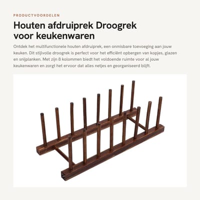 Dailygoods- Afdruiprek met Lekbak - Afdruiprek Inklapbaar - Houten Afdruiprek - Duurzaam - Compact - Opbergoplossing voor Keuken - Droogrek