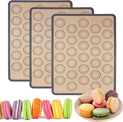 Bakmat, 42 x 29,5 cm, bakmat van siliconen voor macaronkoekjes, antislip bakmatten voor macarons, BPA-vrije siliconen bakmat, anti-aanbaklaag, voor macarons, pizza