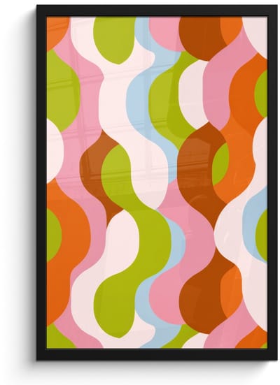 Poster in lijst - Fotolijst 40x60 cm - Posters - Abstract - Vormen - Roze - Posterlijst zwart - Decoratie - Wanddecoratie woonkamer - Muurdecoratie slaapkamer
