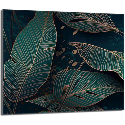 TMK ArtDeko - Glazen Beschermplaat - 60x52 - Bladeren - Veilig