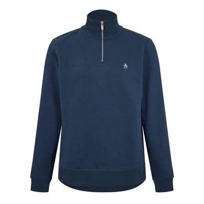 Original Penguin Heren Quarter Zip Sweatshirt (Yale Blauw)